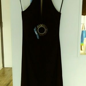 Halter top chocolate brown dress w/rhinestones.